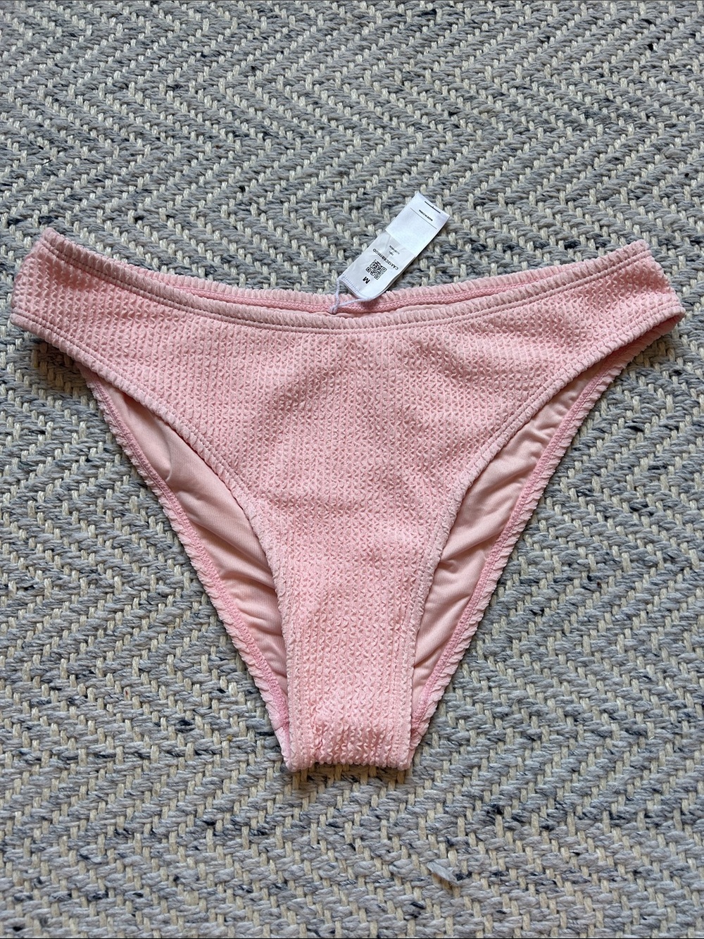 Textured Light Pink Bikini Bottom (M) BOTTOM ONLY